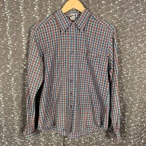 Vintage Punch Button Up Plaid Long‎ Sleeve Flannel Shirt Cabincore Women's Large